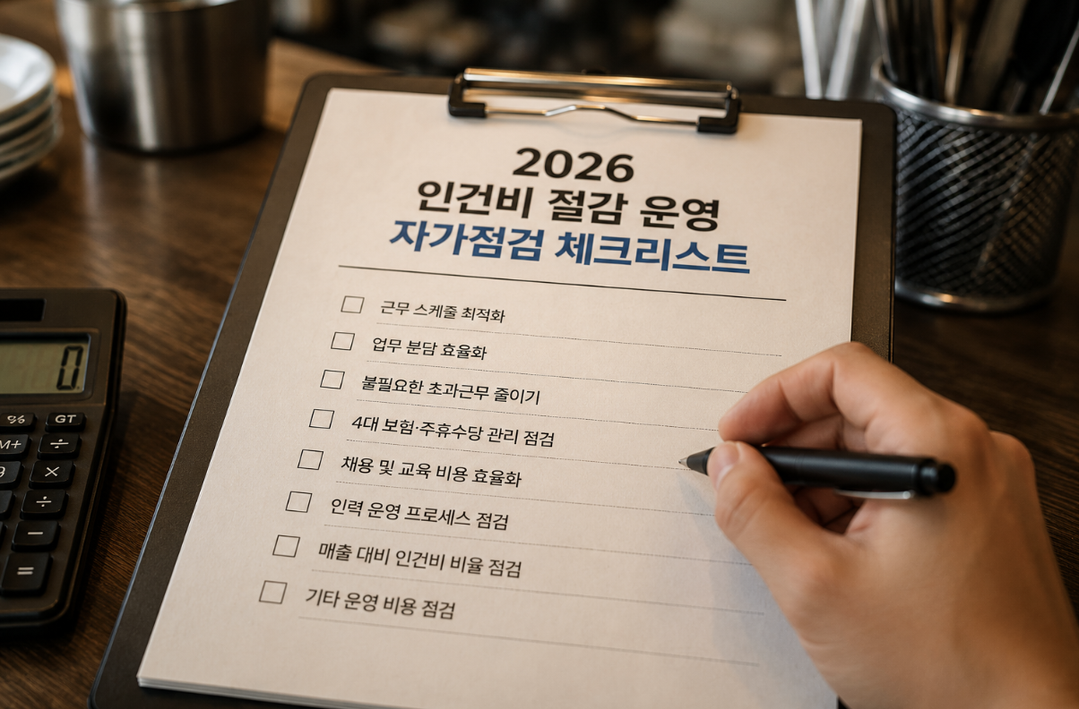 2026 최저임금 인상 대응 인건비 절감 자가점검 체크리스트