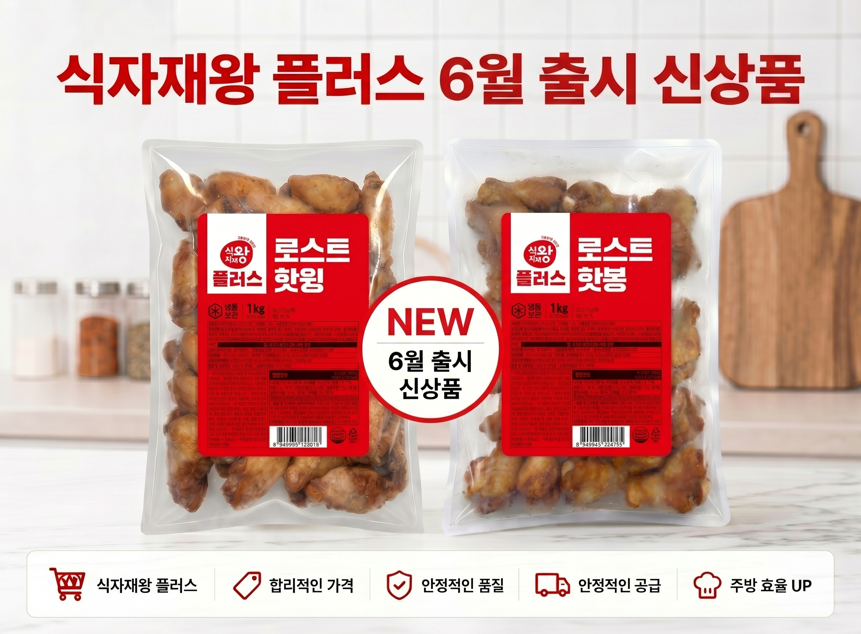 식자재왕 플러스 6월 출시 상품인 로스트핫윙과 로스트핫봉