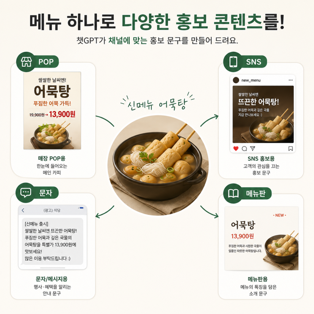 AI 활용법, 챗GPT 활용법, 챗GPT 프롬프트, 메뉴 개발, 식당 홍보, 리뷰 답변, 챗GPT 무료, 챗GPT 이미지