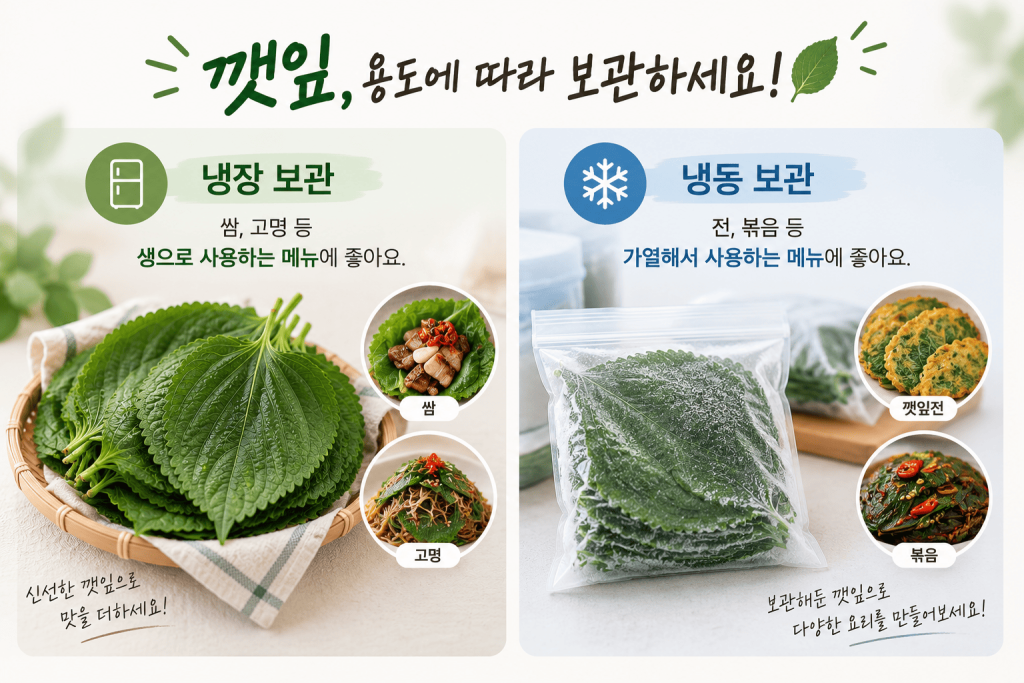 쌈과 깻잎 요리 용도에 따라 달라지는 깻잎 냉장보관법, 깻잎 냉동 보관법