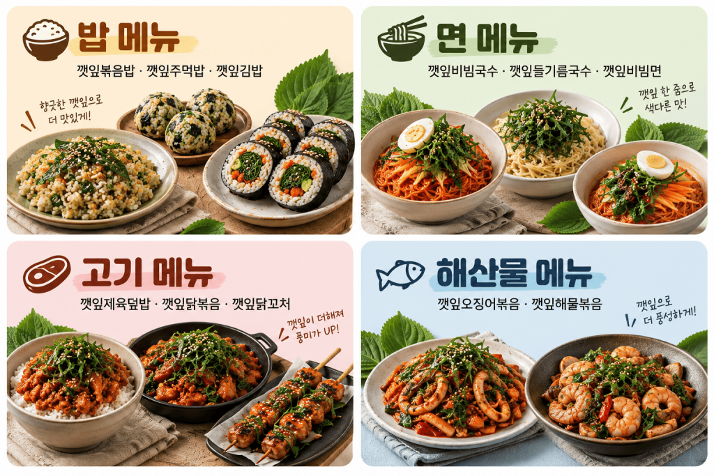밥·면·고기·해산물에 깻잎을 더한 다양한 깻잎 요리 활용법